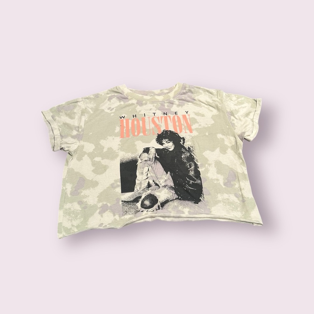 Girls Whitney Houston Cropped Graphic Kids Camo T-Shirt Size XS 4-5